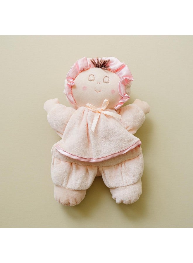 Genius Baby Toys My First Baby Doll, Super Soft Baby Doll Made for Cuddles, Vintage Classic Style with Pink Dress and Brown Hair, Ideal New Baby Gift or Baby Shower Present  - Image 5