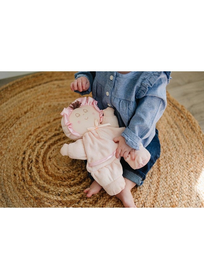 Genius Baby Toys My First Baby Doll, Super Soft Baby Doll Made for Cuddles, Vintage Classic Style with Pink Dress and Brown Hair, Ideal New Baby Gift or Baby Shower Present  - Image 4