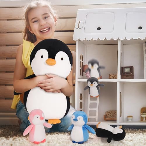 MMguai 5 Pieces Penguin Stuffer Animals Set, Giant 16 Inch Mommy Penguin Plush Toy with 4 Cute Babies Plushies in Her Zippered Tummy, Gifts for Kids Girls Boys, Birthday, Halloween, Christmas - Image 5