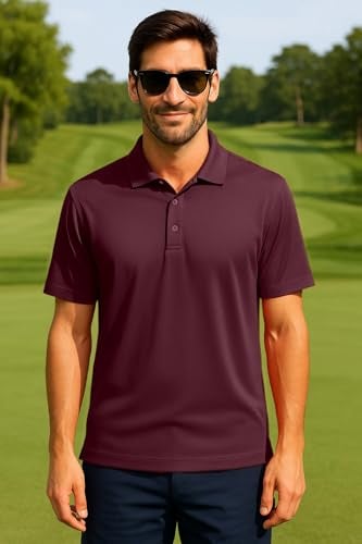 Opna Mens Dry-Fit Golf Polo Shirts,Maroon,XX-Large - Image 2