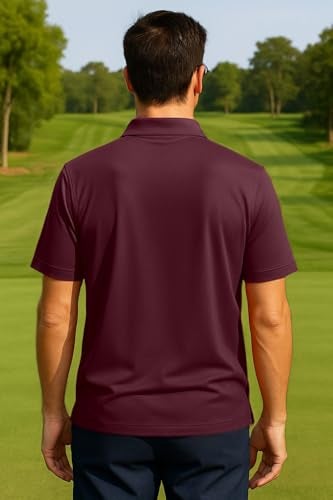 Opna Mens Dry-Fit Golf Polo Shirts,Maroon,XX-Large - Image 3