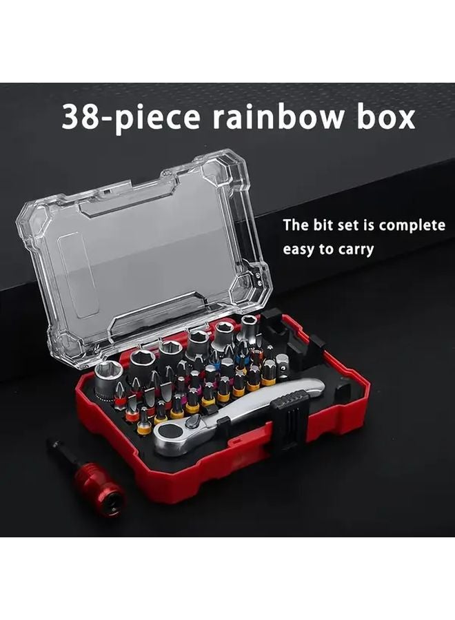 38pcs Precision Screwdriver Set Industrial Grade Ratchet Wrench Compact Tool Kit - Image 2