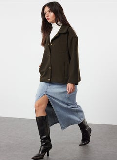 trendyol Khaki Oversize Stamp Slim Jacket Coat TWOAW25MO00079  - Image 2