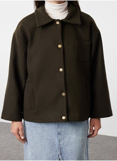 trendyol Khaki Oversize Stamp Slim Jacket Coat TWOAW25MO00079  - Image 3