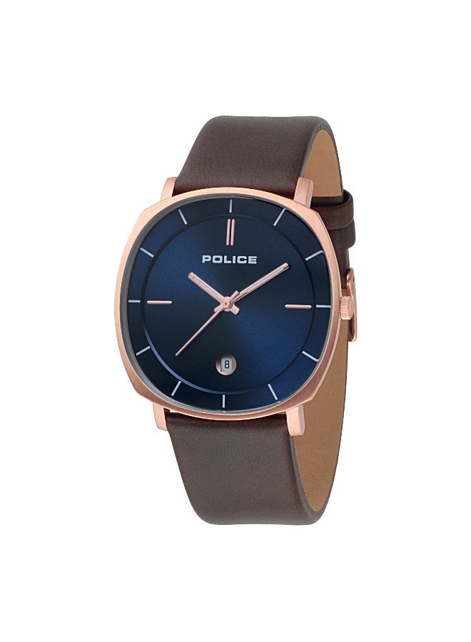 POLICE Men Epic Brown Leather Strap Analog Watch for Men, 40mm - Image 1
