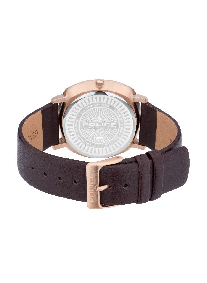 POLICE Men Epic Brown Leather Strap Analog Watch for Men, 40mm - Image 2