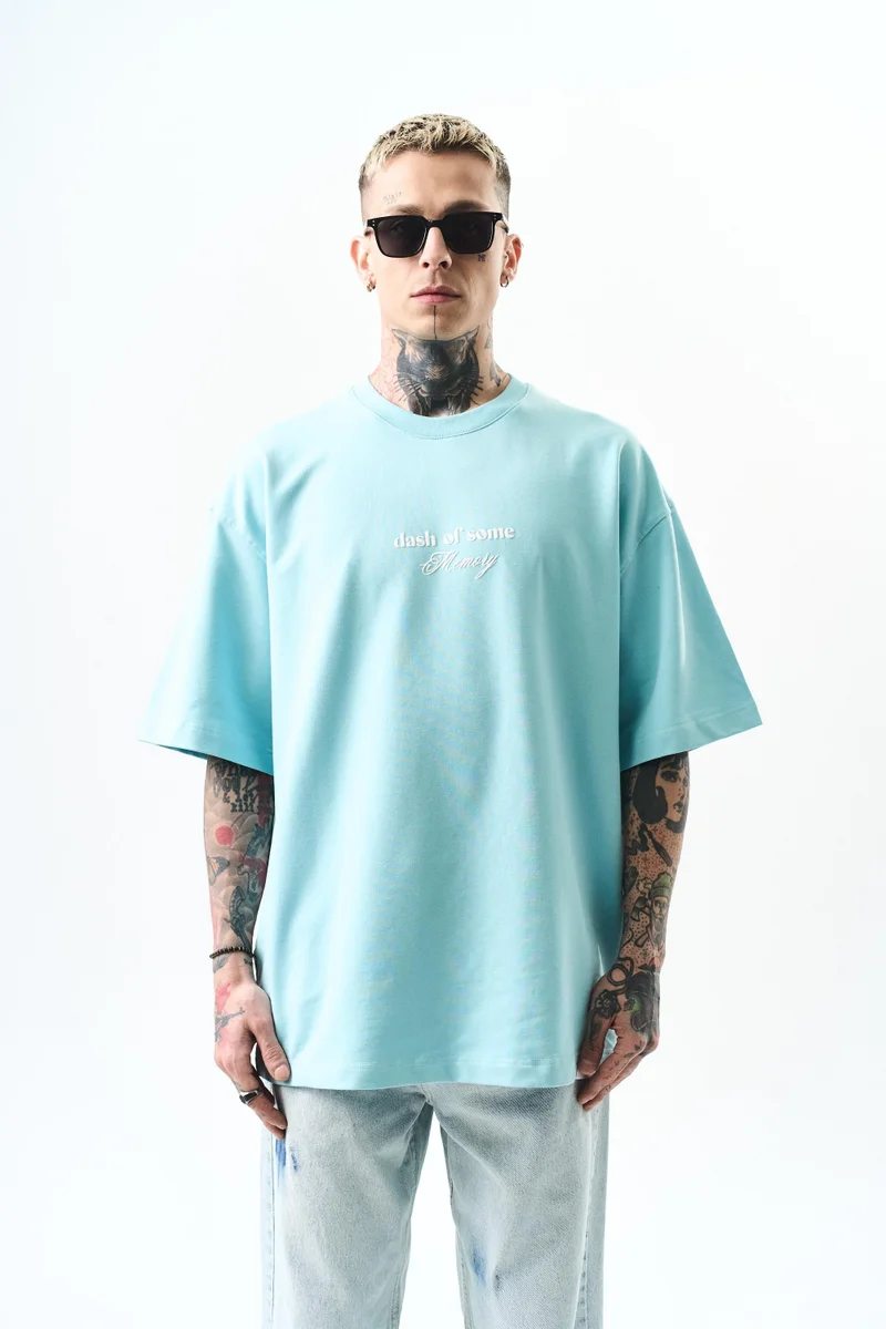 RESPIRE Men's Memory Print Oversize T-Shirt, Baby Blue