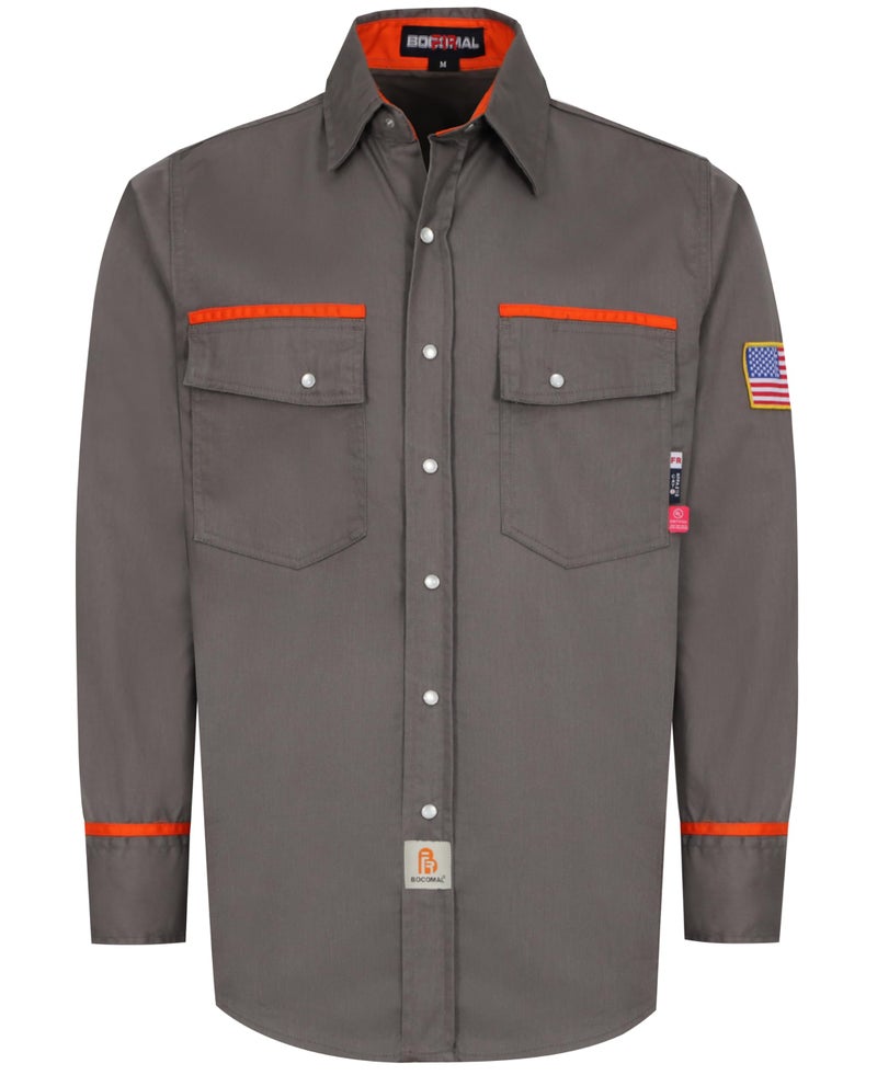 BOCOMAL FR Shirts for Men Flame Resistant Light Weight NFPA2112 Fire Retardant Welding Shirt Water & Oil Repellent Finish - Image 1