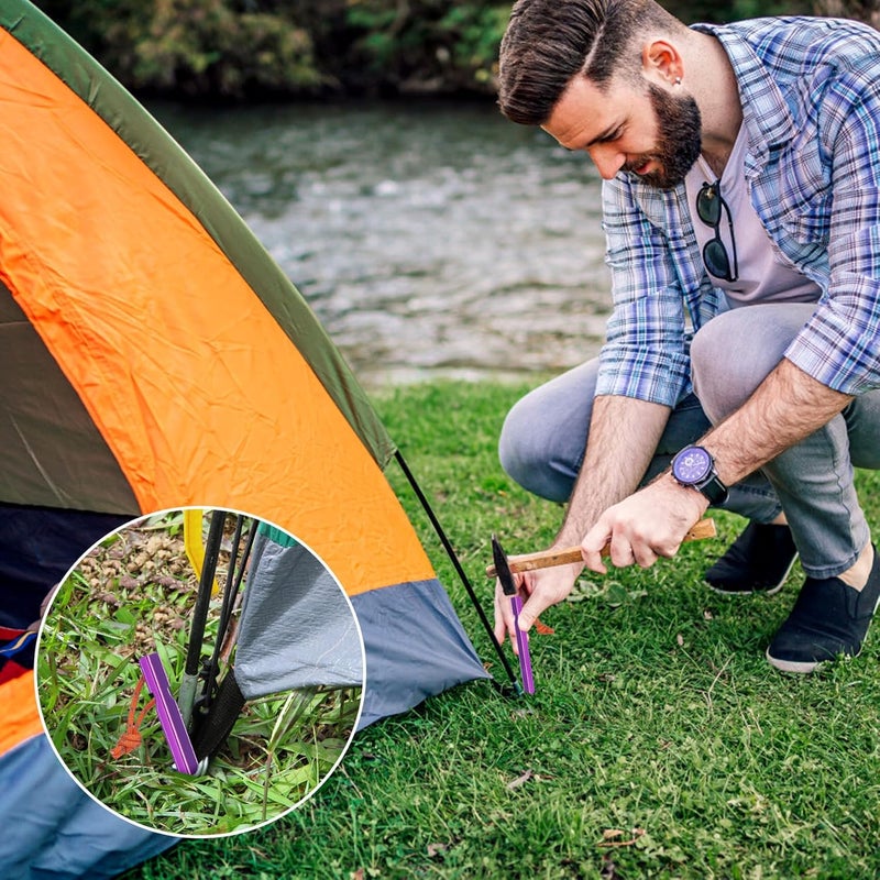 All one tech 12 Pack Tent Stakes, 7075 Ground Metal Camping Aluminum Tent Pegs, Lightweight Tent Stakes Heavy Duty Spikes Camping Accessories - Image 5
