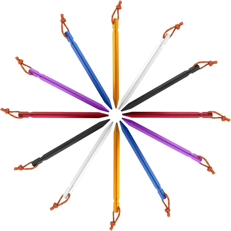All one tech 12 Pack Tent Stakes, 7075 Ground Metal Camping Aluminum Tent Pegs, Lightweight Tent Stakes Heavy Duty Spikes Camping Accessories - Image 2