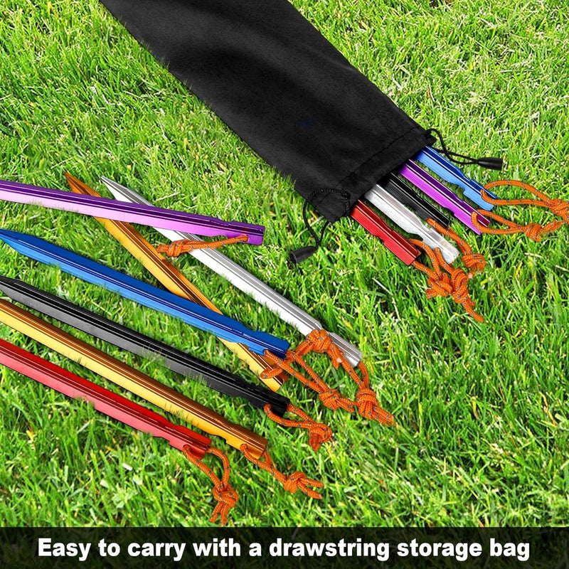 All one tech 12 Pack Tent Stakes, 7075 Ground Metal Camping Aluminum Tent Pegs, Lightweight Tent Stakes Heavy Duty Spikes Camping Accessories - Image 4