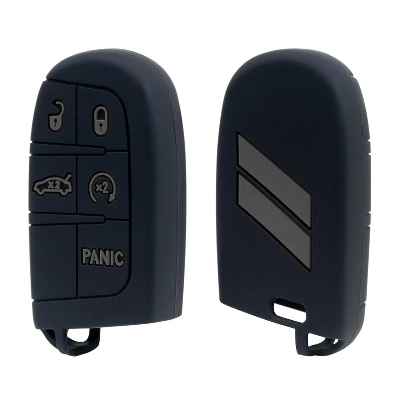 REMOCH Key Fob Cover for Dodge Accessories 5 Button Key Fob Case for Dodge Charger Challenger Dart Durango Journey Replacement Remote Control 3 4 5 Buttons Key Fob Shell Bright Gray Design 1 PC