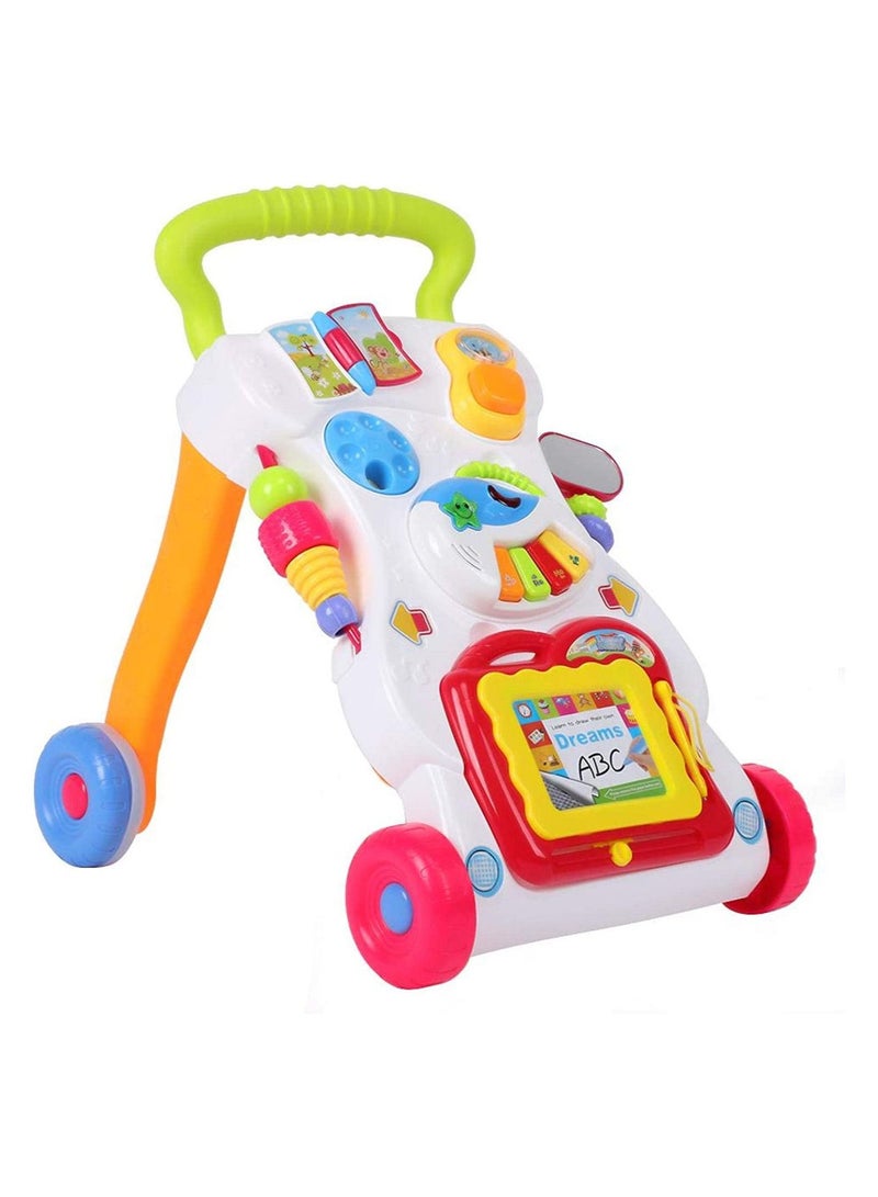 HUNGER 4 in 1 Children Music Walker Baby Learn Walk Stand Trolley Toys Drawing Board Music Instrument Mini Phone - Image 1