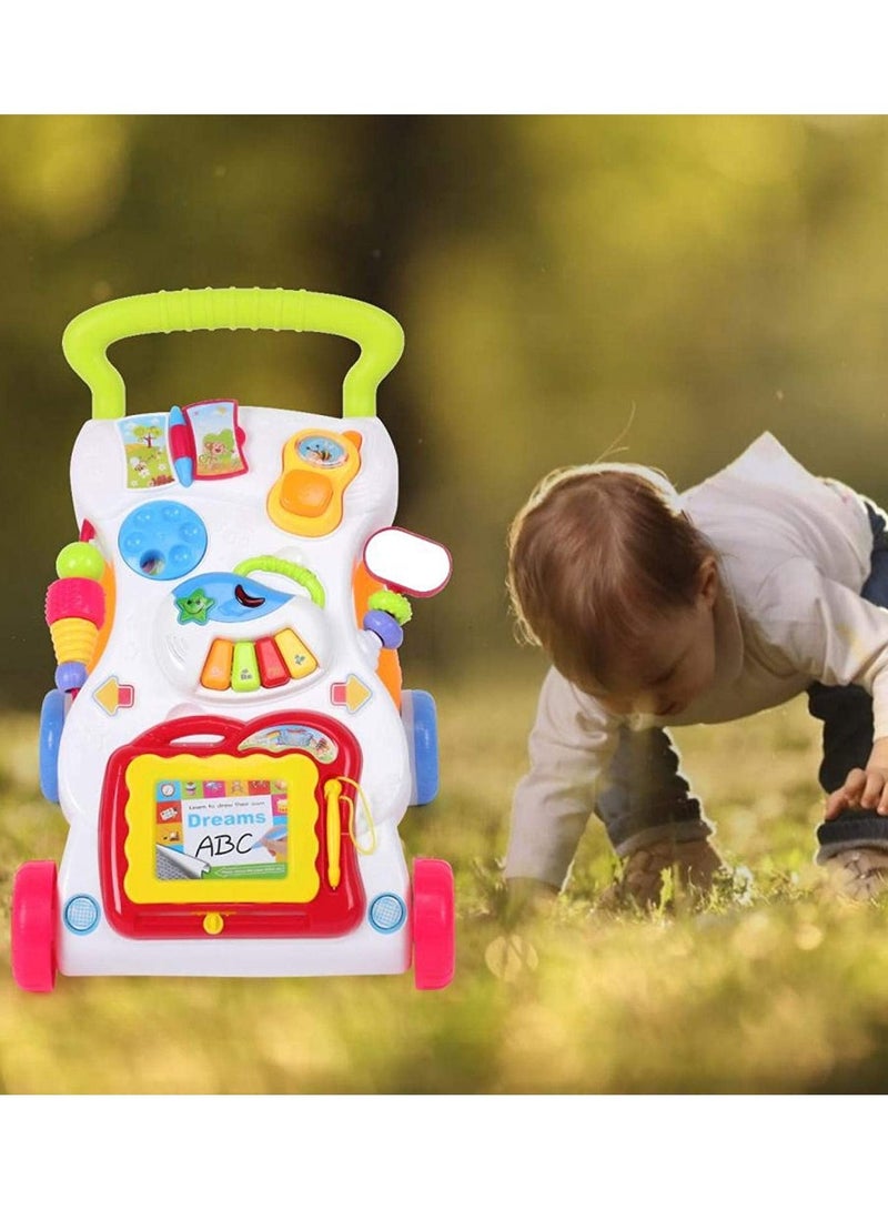 HUNGER 4 in 1 Children Music Walker Baby Learn Walk Stand Trolley Toys Drawing Board Music Instrument Mini Phone - Image 2