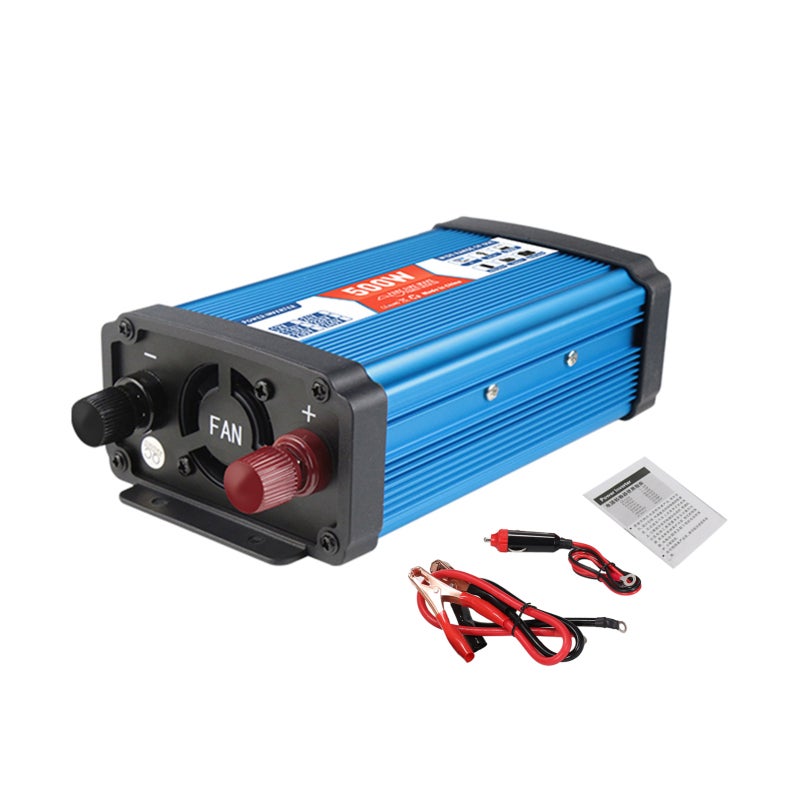 12V To AC 220V-240V 500W Power Inverter - Durable Aluminium Housing LCD Display Multi-protection Cooling Fan for Outdoor Activities Emergency Home Use - Image 1