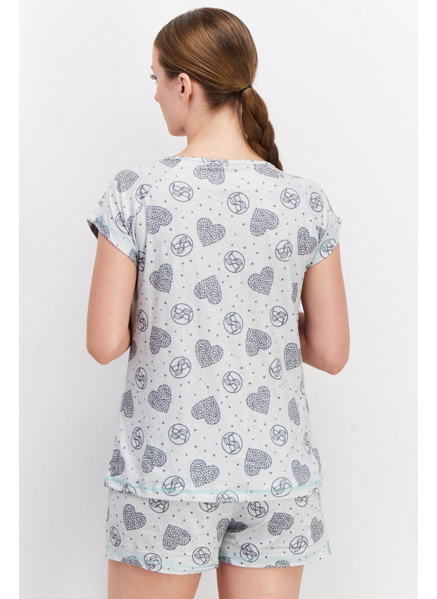 bebe - Women 2Pc Set Brand Logo Tee And Shorts, Light Grey - Image 1