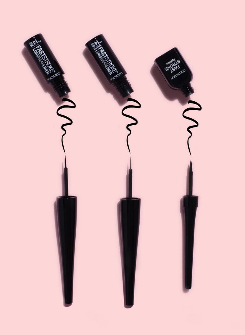 Collection Cosmetics Fast Stroke Eyeliner Quick Drying Formula 4ml Black - Image 3