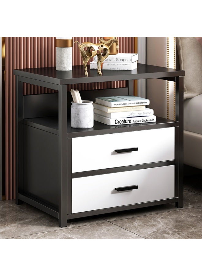 GoldenLike  طاولة جانبية، طاولات بجانب السرير مع رف تخزين ودرج، طاولة جانبية عصرية، خزانة تخزين لغرفة النوم، طاولة جانبية خشبية لغرفة المعيشة وغرفة النوم (40*34*50 سم) - Image 1