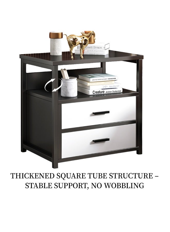 GoldenLike  طاولة جانبية، طاولات بجانب السرير مع رف تخزين ودرج، طاولة جانبية عصرية، خزانة تخزين لغرفة النوم، طاولة جانبية خشبية لغرفة المعيشة وغرفة النوم (40*34*50 سم) - Image 4