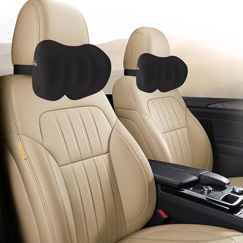 Auto Hub Car Neck Rest Pillow, Memory Foam Car Neck Pillow, Car Seat Head Rest Cushion for Neck Support, Ultra Soft Car Cushion (Fabric: Breathable Lycra, Black, Pack of 1) - Image 2