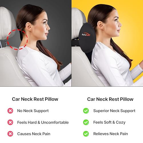 Auto Hub Car Neck Rest Pillow, Memory Foam Car Neck Pillow, Car Seat Head Rest Cushion for Neck Support, Ultra Soft Car Cushion (Fabric: Breathable Lycra, Black, Pack of 1) - Image 4