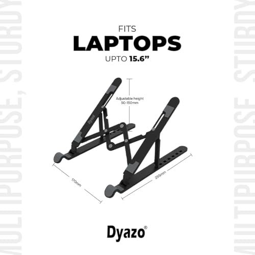 Dyazo ABS Plastic Laptop Stand Height & Angle Adjustable | Foldable | Portable | Laptops Raiser Compatible for MacBook, Lenovo, HP, Dell & Other notebooks Upto 15.6 inch (Black) - Image 3