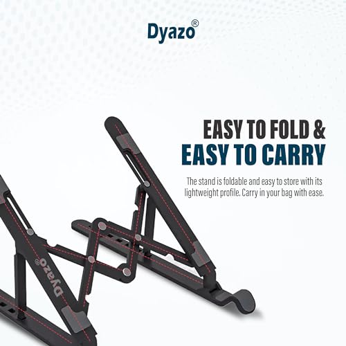 Dyazo ABS Plastic Laptop Stand Height & Angle Adjustable | Foldable | Portable | Laptops Raiser Compatible for MacBook, Lenovo, HP, Dell & Other notebooks Upto 15.6 inch (Black) - Image 4
