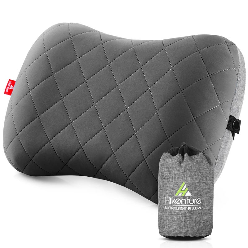 Hikenture Ultralight Inflatable Pillow with Removable Cover for Neck Lumber Support - Upgrade Washable Travel Air Pillows for Camping, Hiking, Backpacking (Grey) - Image 1