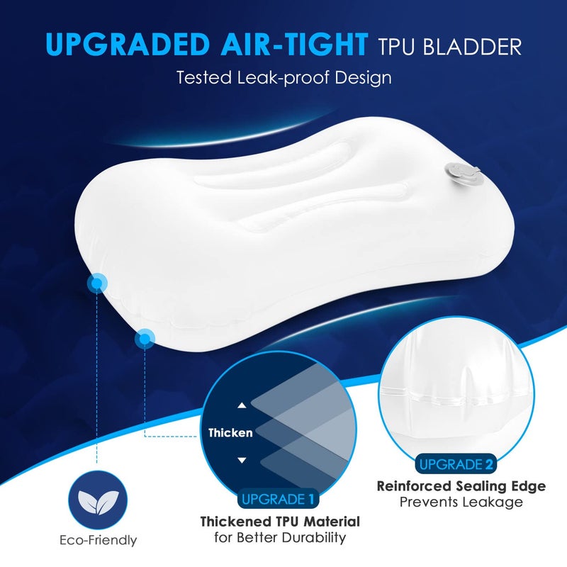 Hikenture Ultralight Inflatable Pillow with Removable Cover for Neck Lumber Support - Upgrade Washable Travel Air Pillows for Camping, Hiking, Backpacking (Grey) - Image 4