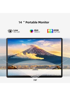 HILUKE 2K Portable Monitor, 14" Ultra Slim Portable Laptop Monitor 2160 * 1440 QHD External Display with Dual Speakers HDR FreeSync Second Screen for Laptop PC Phone Game Console  - Image 4