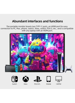HILUKE 2K Portable Monitor, 14" Ultra Slim Portable Laptop Monitor 2160 * 1440 QHD External Display with Dual Speakers HDR FreeSync Second Screen for Laptop PC Phone Game Console  - Image 5