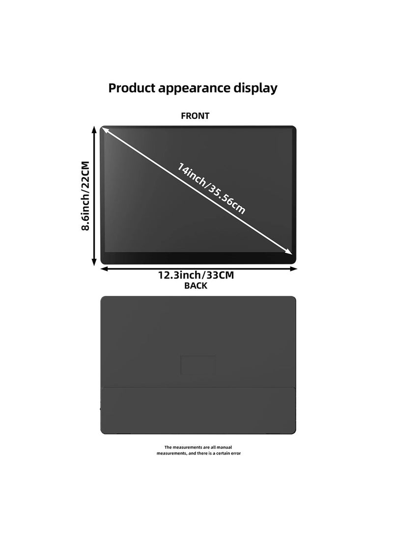 HILUKE - 2K Portable Monitor, 14" Ultra Slim Portable Laptop Monitor 2160 * 1440 QHD External Display with Dual Speakers HDR FreeSync Second Screen for Laptop PC Phone Game Console - Image 1