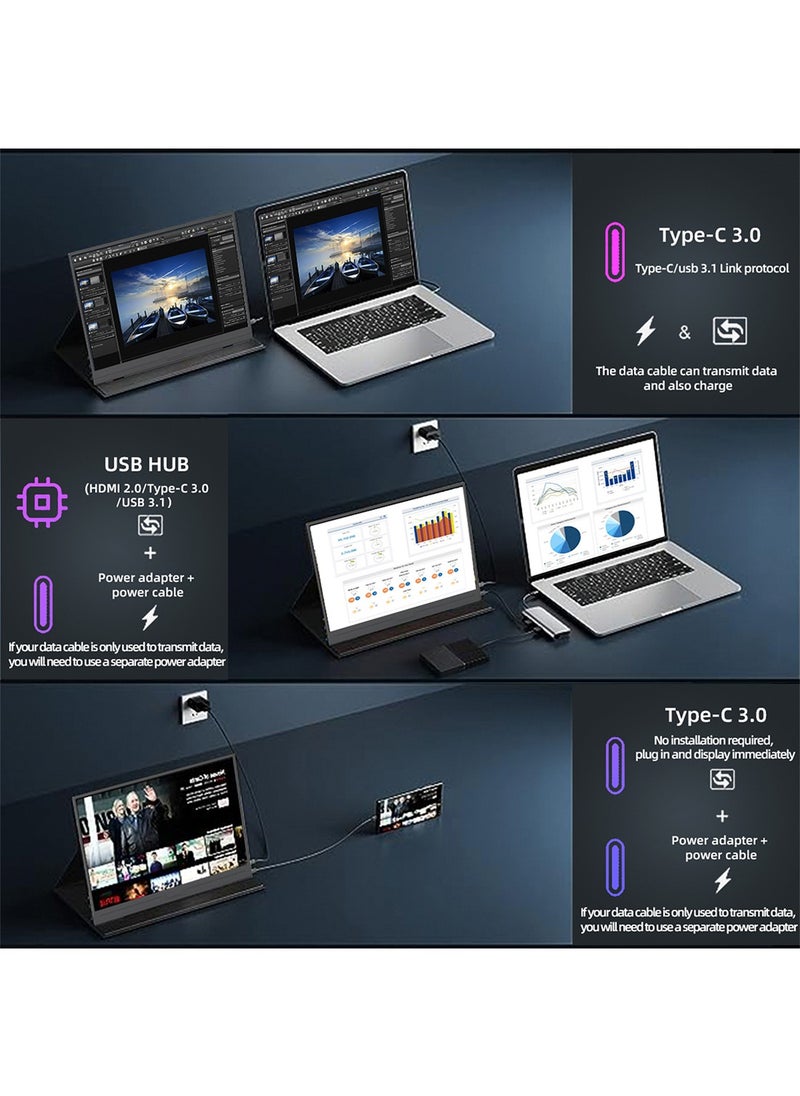 HILUKE - 2K Portable Monitor, 14" Ultra Slim Portable Laptop Monitor 2160 * 1440 QHD External Display with Dual Speakers HDR FreeSync Second Screen for Laptop PC Phone Game Console - Image 1