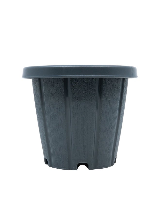 Cosmoplast Cosmoplast Woodgrain Pot With Tray 6 Inches Grey  - Image 1