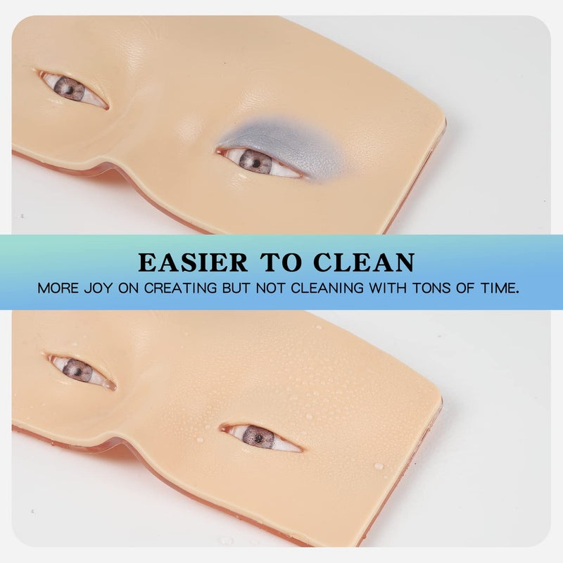 Bueuo Makeup Practice Face Board, 3D Reusable Silicone Make up Mannequin Face with 5PCS Makeup Brush, Eye Make up Practice Board for Beginner or Professional Enthusiasts - Image 4