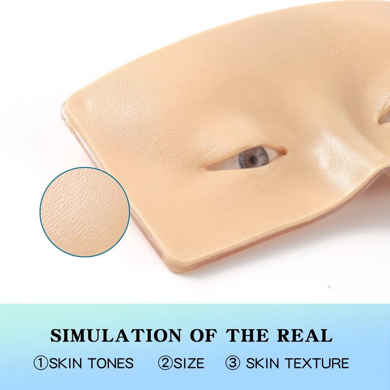 Bueuo Makeup Practice Face Board, 3D Reusable Silicone Make up Mannequin Face with 5PCS Makeup Brush, Eye Make up Practice Board for Beginner or Professional Enthusiasts - Image 3