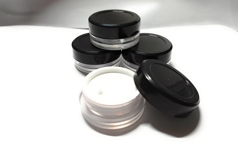 Shree MAHA Empty Acrylic San Jar Transparent Cosmetic Container with Inner lids for Lip Balms Lip Scrubs Body Butters Eyeshadow Makeup DIY Cosmetics Beauty ProductsBlack 8 grm Pack of 12 - Image 2