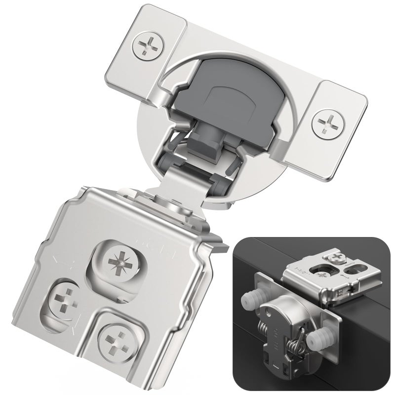 Chibery 30 Pack 112 Overlay 3D Soft Close Concealed Kitchen Cabinet Hinge for Face Frame Door PreAssembled Easyon Dowels Self Closing Hidden Satin Nickel 105 Open Concealed Stainless Steel - Image 2