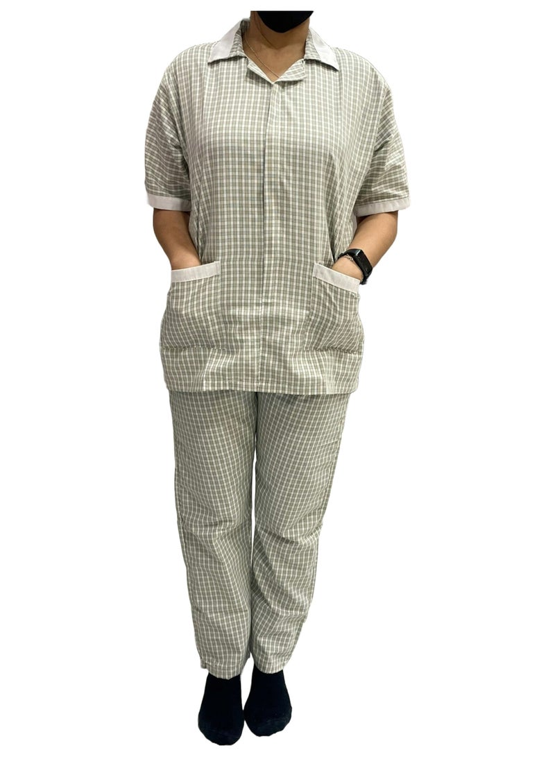 Rannah's Uniform Women's Housekeeper Uniform, Green Housemaid Large Checkers Uniform Design, Summer Fabric, Light Fabric - Image 2