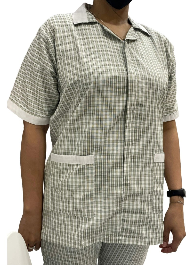 Rannah's Uniform Women's Housekeeper Uniform, Green Housemaid Large Checkers Uniform Design, Summer Fabric, Light Fabric - Image 3