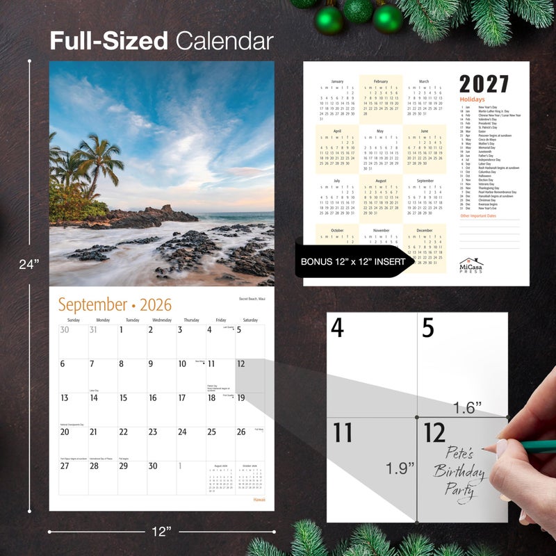 MICASA PRESS Wild & Beautiful Hawaii 2026 Wall Calendar 12 Month | 12" x 24" Open | Thick & Sturdy Paper | Holiday Gift | Tropical Island Travel Calendar 2026 - Image 5