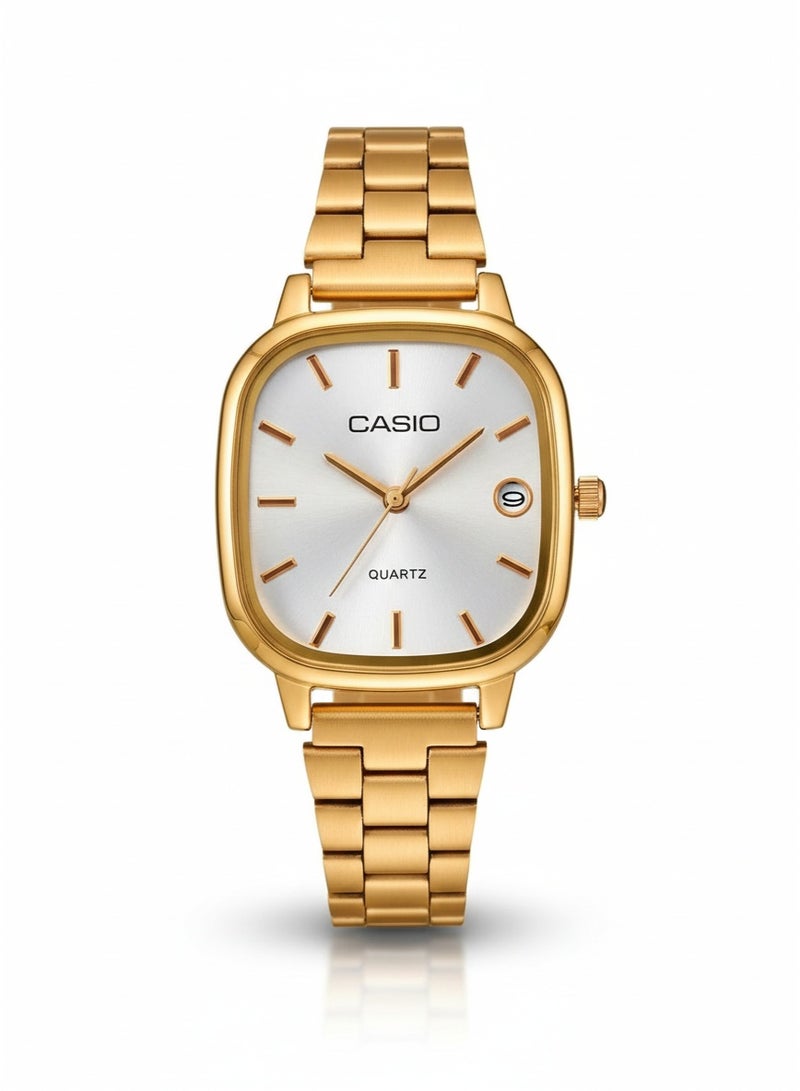 Casio Men’s Rose Gold Square Quartz Watch with White Dial - Image 3