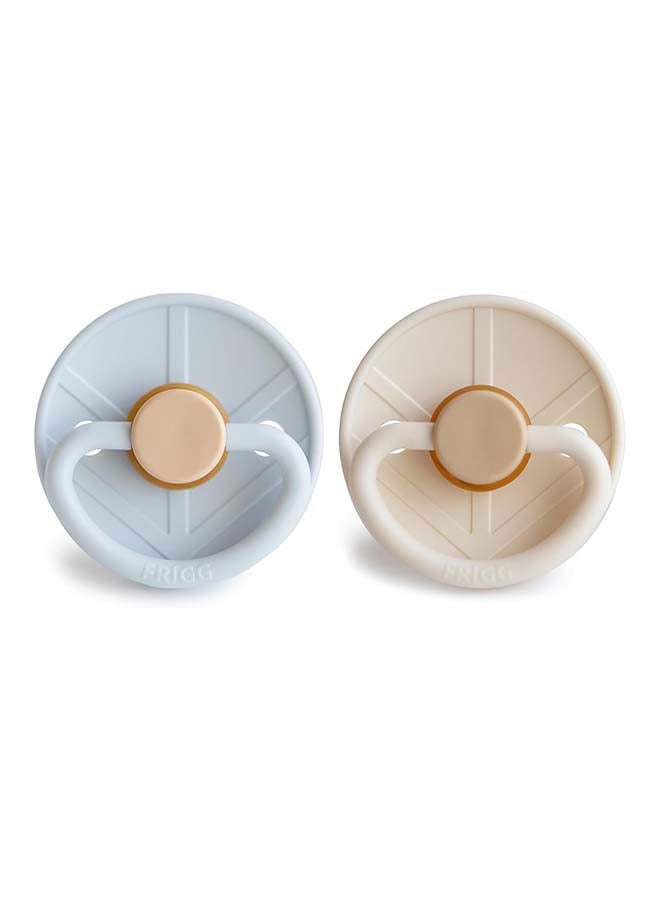 FRIGG Little Viking Silicone Baby Pacifier 0-6M 2-Pack Powder Blue/Cream - Size 1 - Image 2