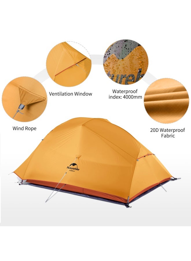 Naturehike Ultralight Cloud Up 3 Tent | Camping Gear | Rectangular Tent | Size: (215+85) X 180 X 110 Cm | Waterproof, Quick Setup, Lightweight | Color - 210T Orange - Image 3