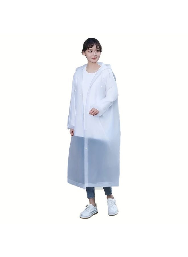 White Reusable EVA Raincoat For Adults Lengthened Thickened One Piece Anti Fouling Outdoor Travel - Image 1