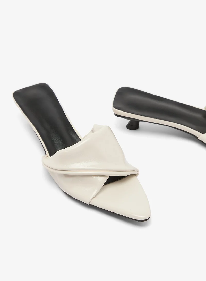 Ella White Wrap Detail Kitten Heels for Women | Best Price UAE
