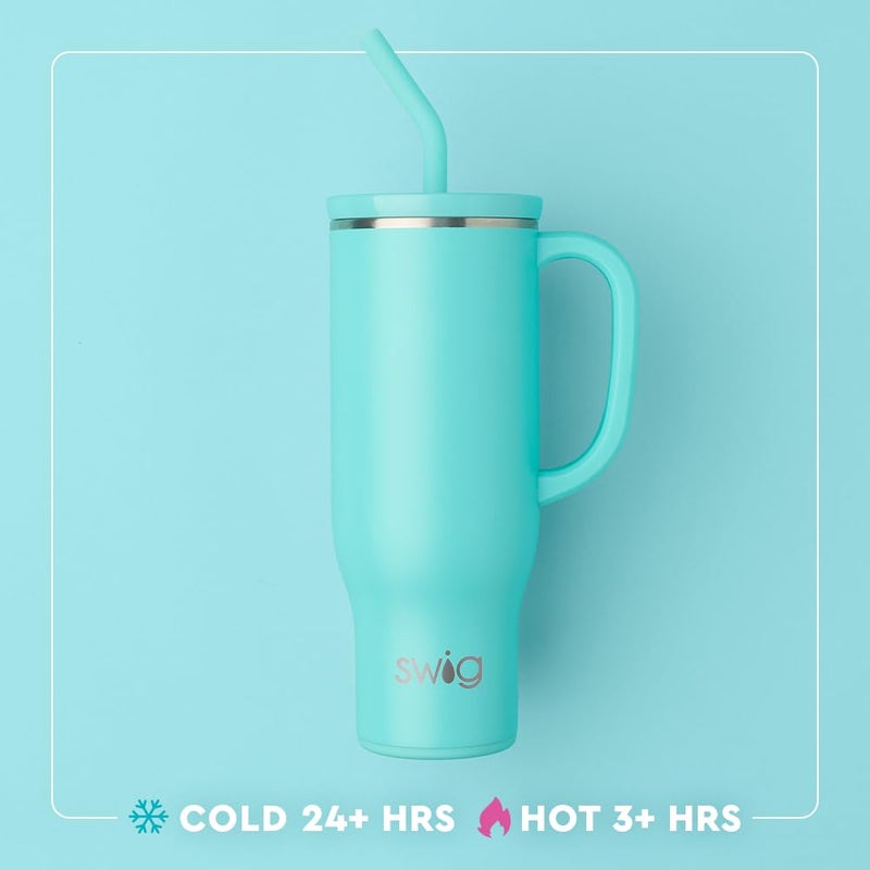 Swig Life 30oz Mega Mug, 30oz Teacher Tumbler with Handle and Straw, Large Insulated Tumblers, Cup Holder Friendly Travel Mug, Stainless Steel 30 oz Tumbler (Book Club) - Image 2