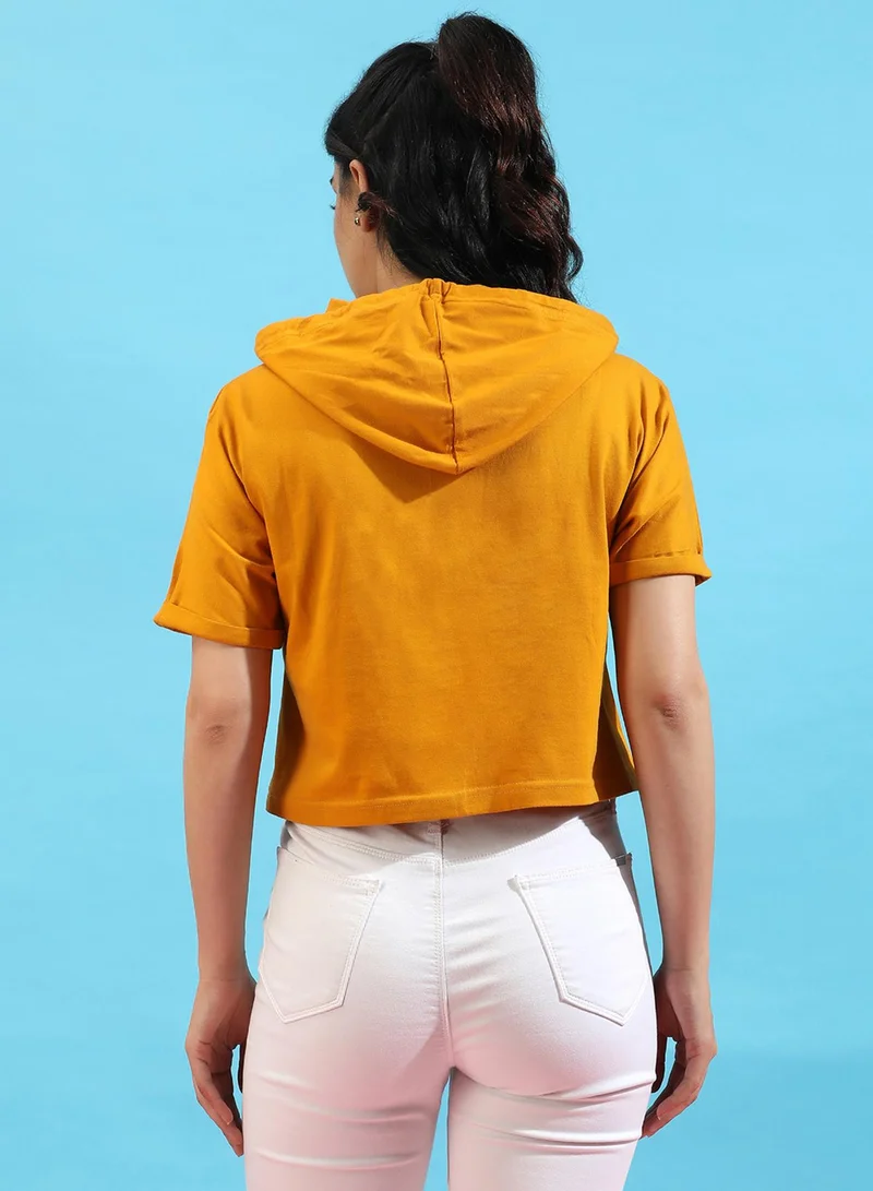 كامبوس سوترا Women's Solid Mustard Yellow Regular Fit Top