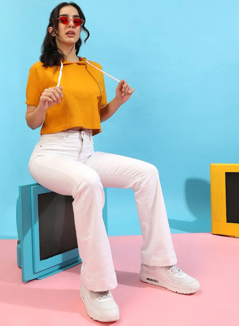 كامبوس سوترا Women's Solid Mustard Yellow Regular Fit Top