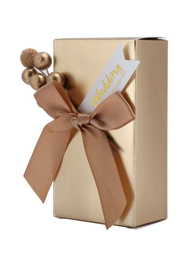 SYOSI 25Pcs Champagne Color Candy Gift Boxes Chic Wedding Favour Boxes With Bowknot For Wedding Party Baby Shower Favor Graduation Gift Festival Gift(Gold) - Image 2